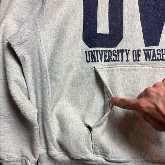 Vintage Washington Huskies Pro Weave Distressed Pullover Hoodie Large - Picture 5 of 9